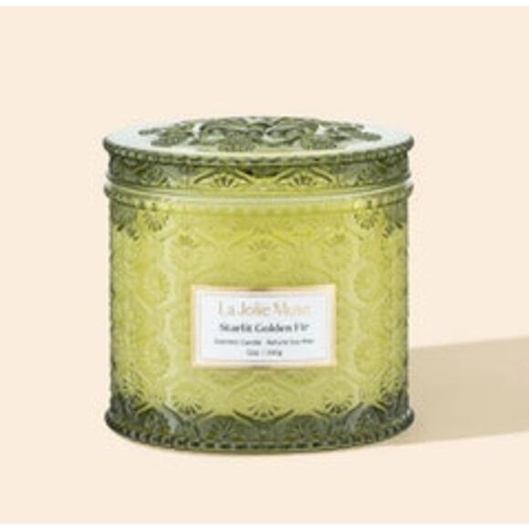 La Jolie Muse Maelyn Starlit Golden Fir 12oz Botanical European Soy Candle NEW - Picture 3 of 9